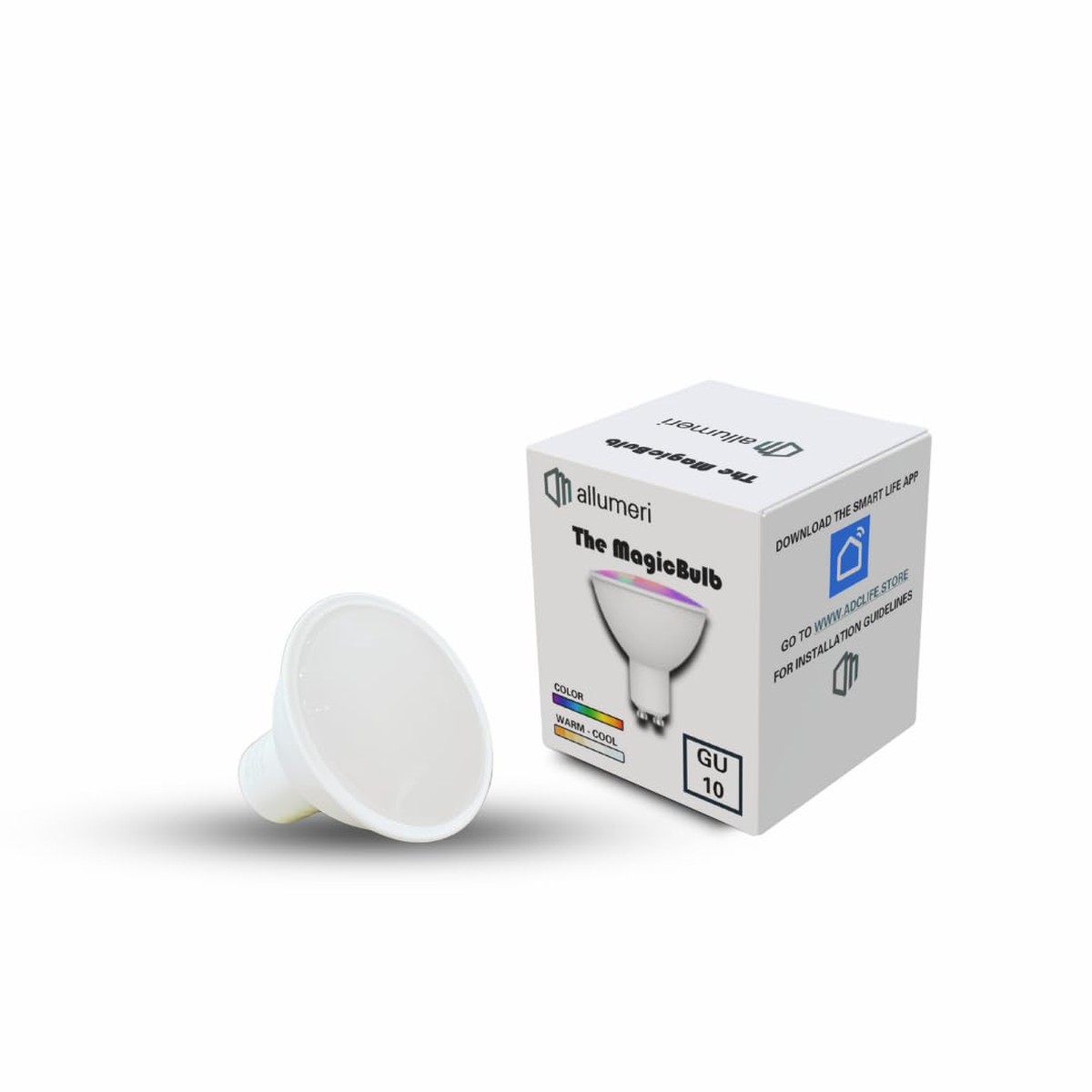 allumeri MR16 Smart LED Light Bulb, 50 Watt Equivalent, Energy Efficient 5W, GU10 Base, Dimmable, Color-Changing LED with App &