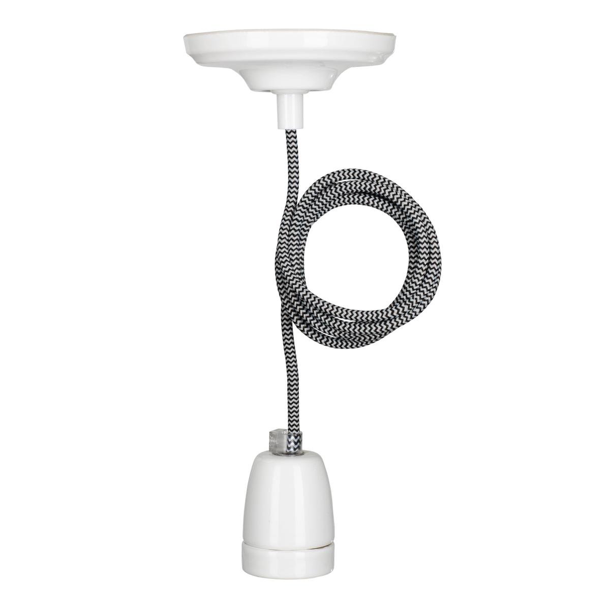 Bailey – 141475 – Pendant York E27 White 1.5M 2C Black/White