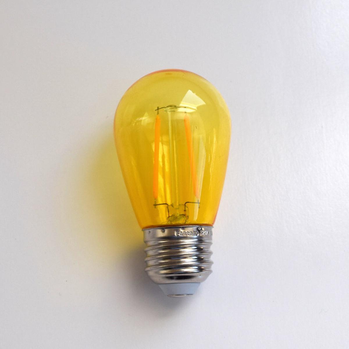 Yellow LED Filament S14 Shatterproof Energy Saving Color Light Bulb, Dimmable, 2W, E26 Medium Base (Single)