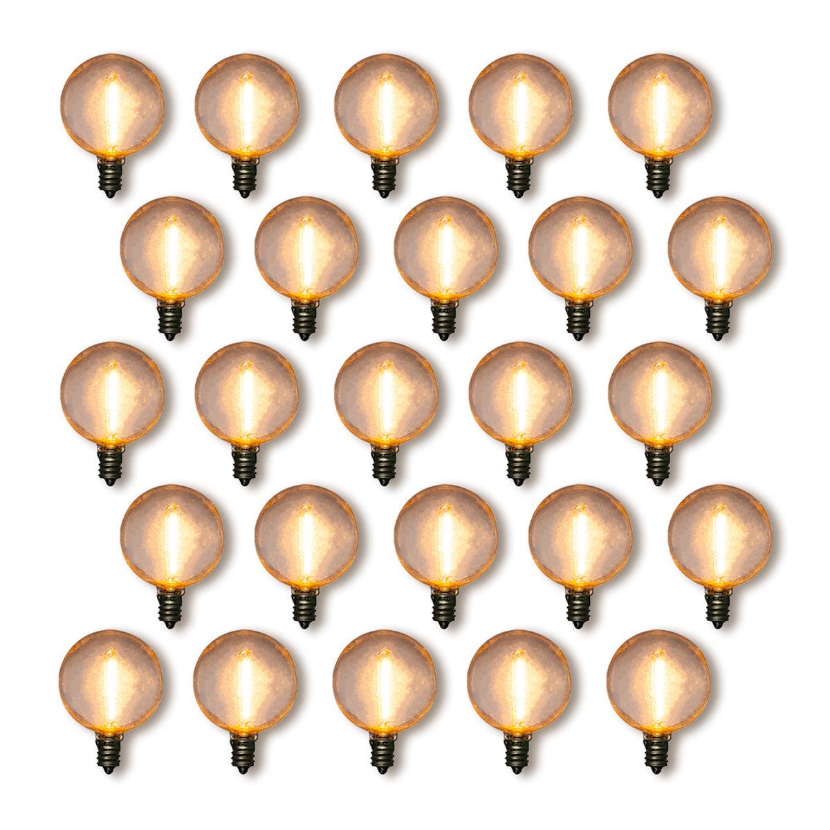 25-Pack LED Filament G50 Globe Shatterproof Light Bulb, Dimmable, 1W, E12 Candelabra Base