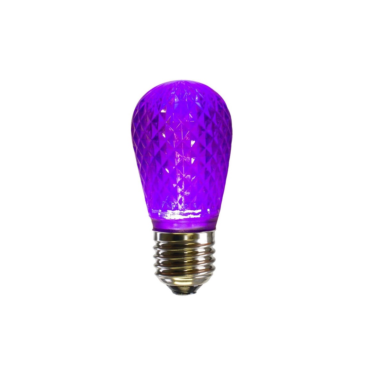 Vickerman S14 Led Purple Faceted Replacement Bulb E26 Nickel Base, 10 Diodes, 120V Dimmable, 10 Bulbs Per Pack